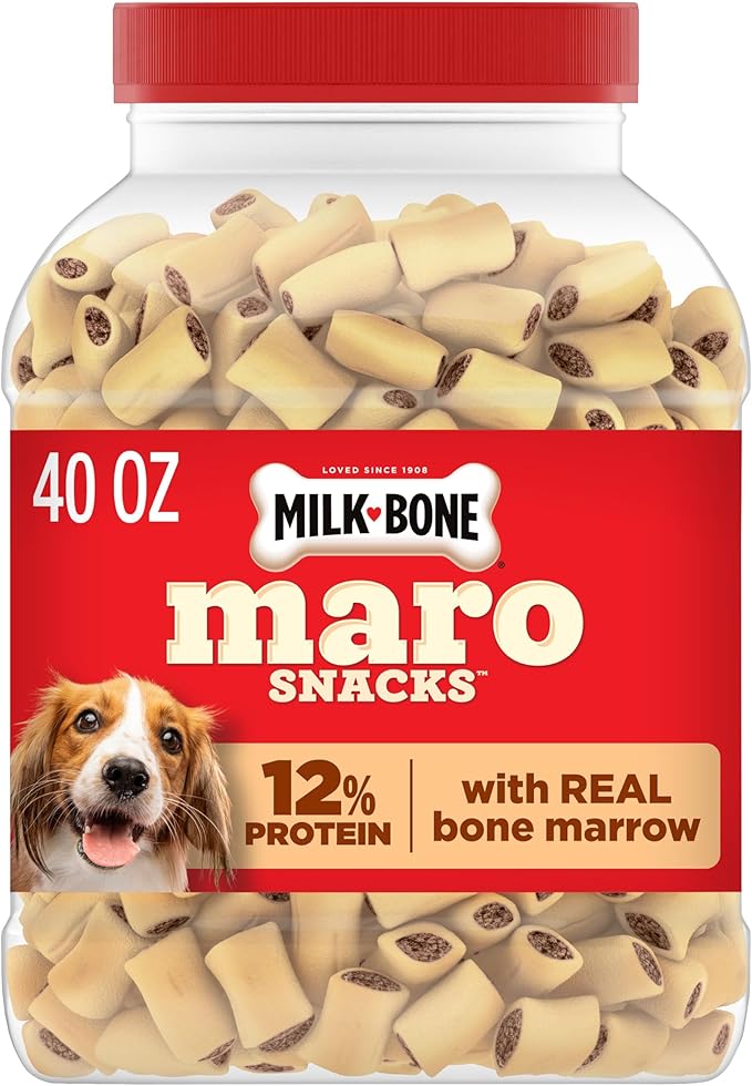Milk-Bone MaroSnacks Peanut Butter Flavor (Artificially Flavored) Dog Treats with Real Bone Marrow, 40 Oz. Canister