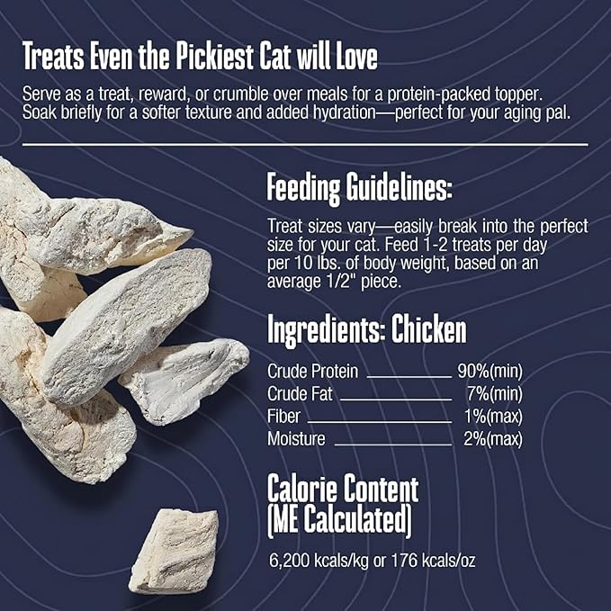 Whole Life Cat Just One Chicken Freeze Dried Cat Treats - Human Grade High Protein Food, Healthy Training Snacks, Freeze Dried Chicken Food Toppers, USA Made Natural Treats - 10 oz (Pack of 1)
