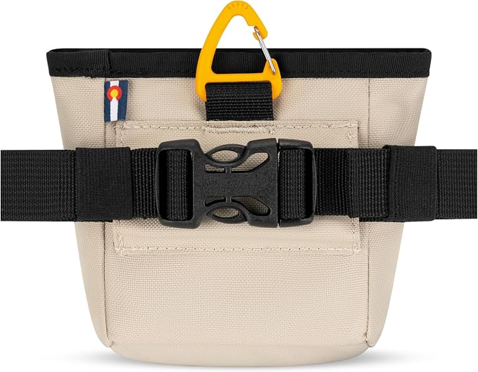 OllyDog, Goodie Treat Bag, Dog Treat Training Pouch | Magnetic Closure | 3 Ways to Wear | Hands-Free Waist Belt | Water-Resistant Recycled Vegan Fabric (Con Leche)