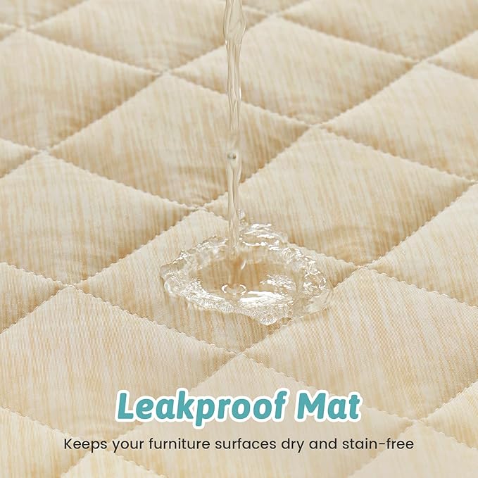 COZY KISS Dog Cooling Mat 82"x102" Q-Max>0.4, Extra Large Waterproof Cooling Dog Bed Cover, Leakproof Non-Slip Pet Mat, Furniture Protector Washable Cooling Blanket for XL Dogs, Sofa Cover (Beige)