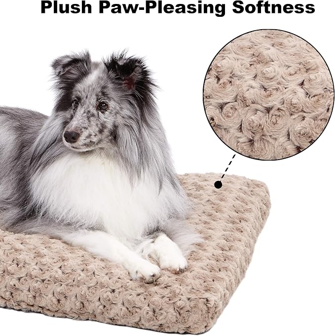 MidWest Homes for Pets Large QuietTime Deluxe Mocha Ombré Swirl Plush Pet Bed, Machine Washable, Non-Skid Bottom, Soft Crate Mat for 42-inch Crates