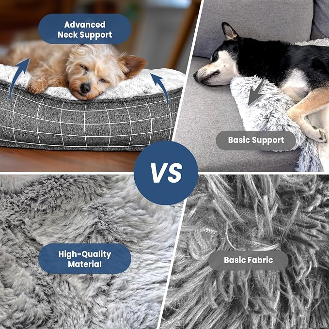 Calming Small Dog Bed for Couch, 35 x 31 inch Removable Couch Cover for Dogs Washable, Non-Slip Fluffy Plush Dog Sofa Mat for Furniture Protector - Grey