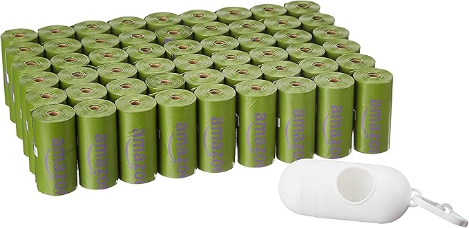 Amazon Basics Premium Leak Proof Dog Poop Bags with Dispenser and Leash Clip, Lavender Scented, 13" x 9", 810 Count (54 Rolls of 15)