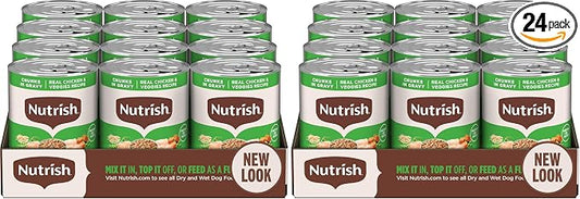 Nutrish Rachael Ray Wet Dog Food Chunks in Gravy Real Chicken & Veggies Recipe,13 oz. Can,(Pack of 24)