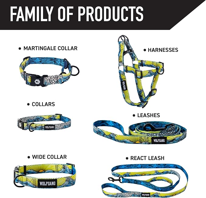 Wolfgang Heavy Duty, Adjustable Dog Collar with Quick Release Nylon Buckle for Walking & Training, DawnPatrol Print, Large