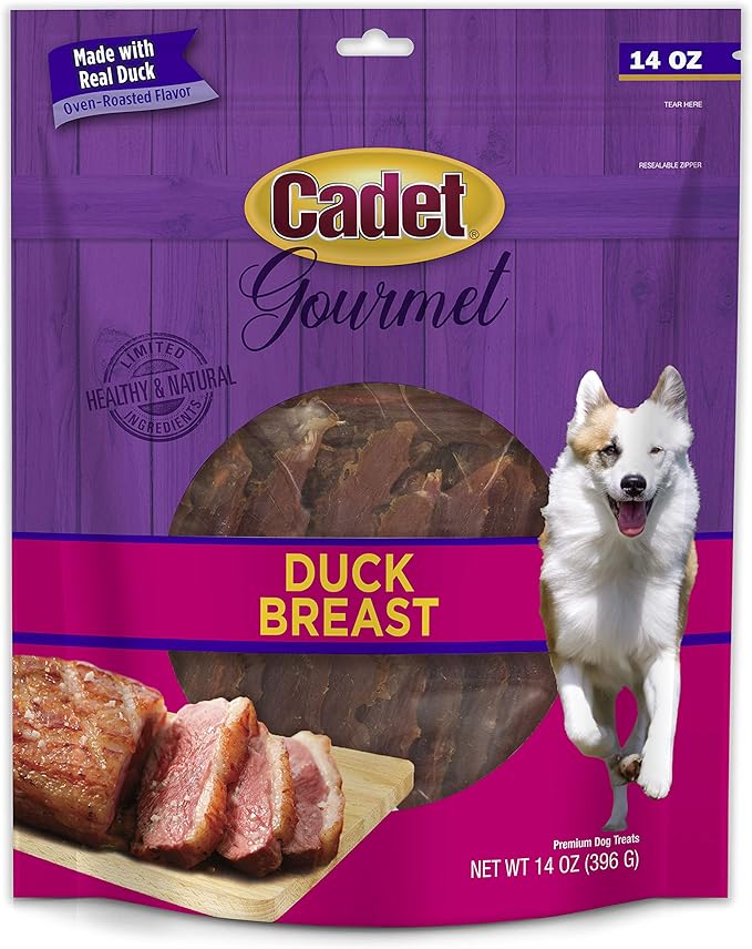 Cadet Gourmet Duck Jerky Dog Treats For Training - Healthy & Natural Dog Training Treats for Small & Large Breeds - Inspected & Tested in USA (14 oz.)