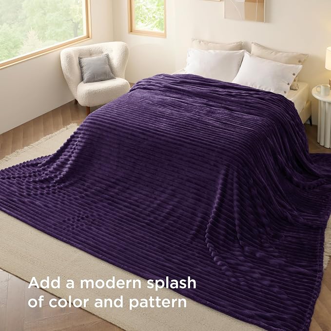 Bedsure GentleSoft Large Fleece Blanket for Bed - Cozy Soft Throw Blankets for Women, Cute Large Throws for Girls, Purple, 120x120 Inches