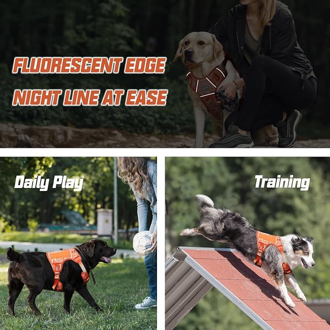 AUROTH Tactical Dog Harness for Large Dogs No Pull Adjustable Pet Harness Reflective K29 Working Training Easy Control Pet Vest Military Service Dog Harnesses