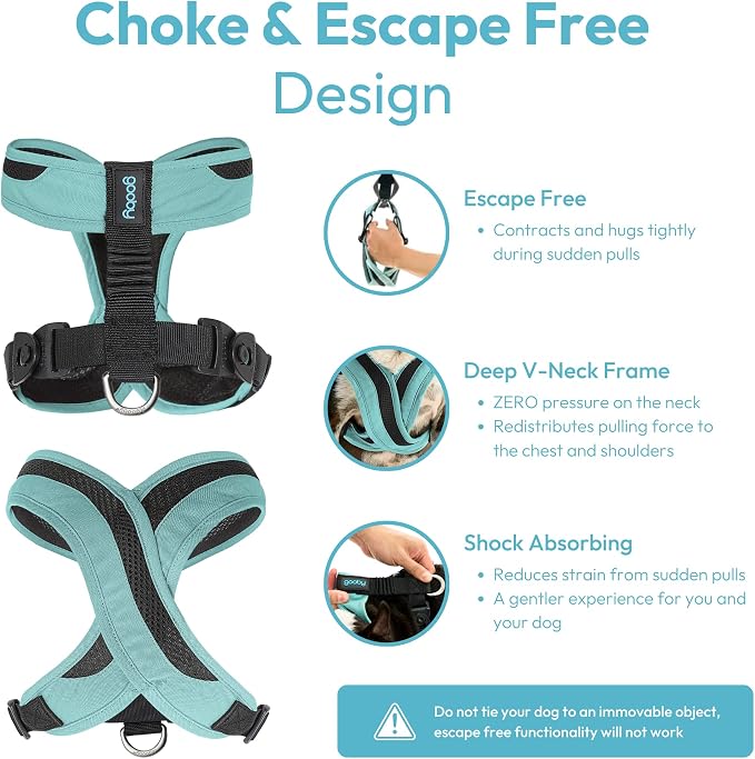 Gooby Comfort X One Dog Harness - Head-in Dog Harness for Small & Medium Sized Dogs - Escape-Free & Choke Free - Breathable Mesh, Shock Absorbing, Easy Snap & Swivel Buckles - Portland Green, Small
