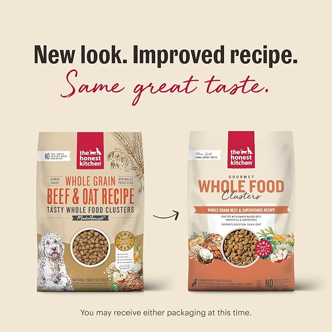 The Honest Kitchen Human Grade Dry Dog Food, Whole Food Clusters Grain Free Dry Dog Food Beef, 20 lb Bag