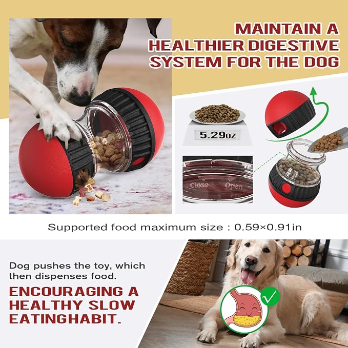 BSISUERM Dog Food Puzzle Toy Adjustable Treat Dispensing Food Dispenser Slow Feeder Bowls Puppy Enrichment Toy Ball Dog Interactive Chase Training Toys for Small Medium Large Dogs
