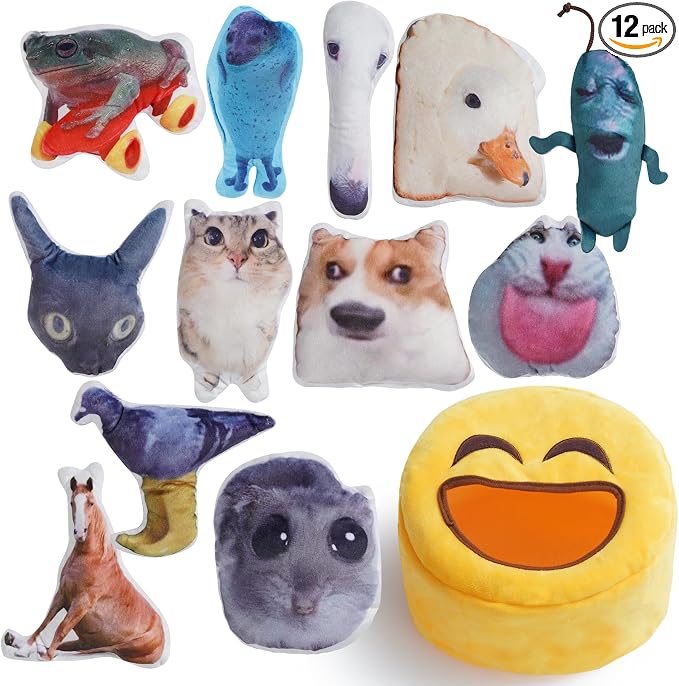 Nocciola Plush Squeaky Dog Toys – 12 Pack Small Dog Chew Toys with Squeakers, Soft Stuffed Puppy Toys with Carry Bag for Small & Medium Dogs