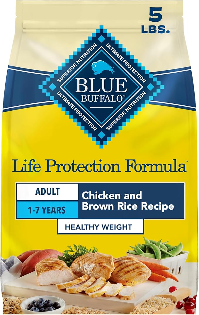 Blue Buffalo Life Protection Formula Healthy Weight Adult Dry Dog Food, Chicken & Brown Rice, Supports Immunity with Antioxidant-Rich LifeSource Bits, Promotes Lean Muscles & Weight Control, 5 lbs.