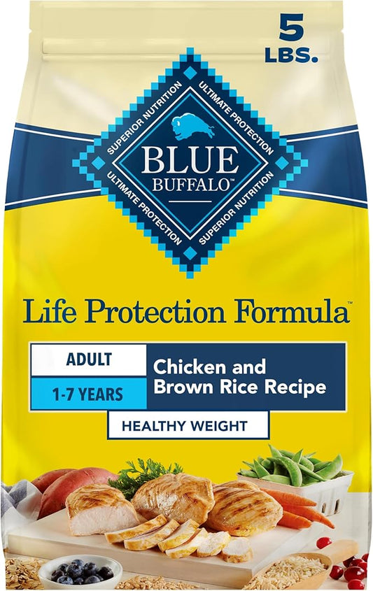 Blue Buffalo Life Protection Formula Healthy Weight Adult Dry Dog Food, Chicken & Brown Rice, Supports Immunity with Antioxidant-Rich LifeSource Bits, Promotes Lean Muscles & Weight Control, 5 lbs.