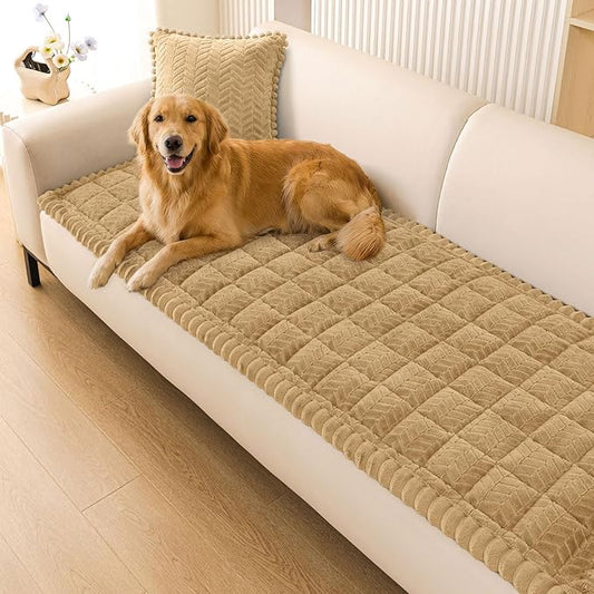 Smiry Couch Cover for Dogs, Non Slip Fuzzy Pet Sofa Covers Washable for 2-3 Cushion Couch, Soft Thick Furniture Protector for Cats Dogs, Against Fur, Dirt, Scratch Resistant (Camel, 35.4"x63")