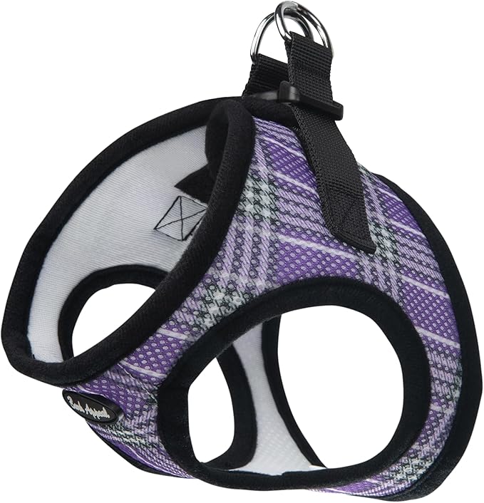 Bark Appeal Lavender Plaid Step-in Dog Harness for Medium to Large Sized Pets – Updated Sizing, Re-Measuring is Essential – Soft Vest Harness – Anti-Choke with Adjustable Strap & Heavy Duty Clip – L