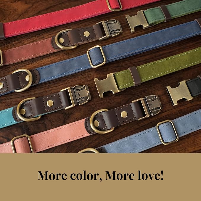 Didog Soft PU Leather Dog Collars for Small Dogs,Classic Adjustable Dog Collars with Quick Release Metal Buckle,Easy Clean and Comfortable with Nylon Lining,Denim Blue,S Neck 11-15"