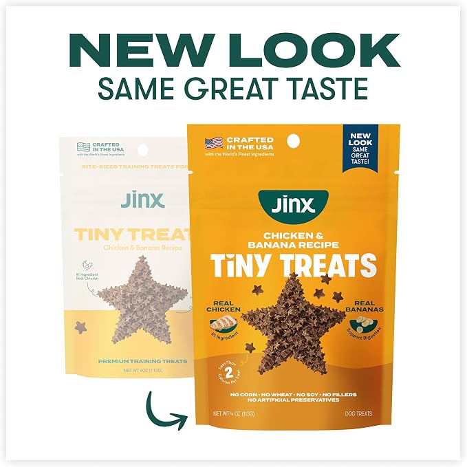 Jinx Chicken & Banana Training Treats for Dogs and Puppies, Low-Calorie, All Natural, Slow-Smoked Real Chicken, No Fillers 4oz, 6 Pack