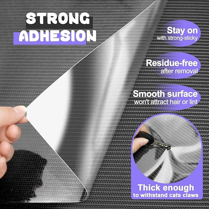[Thicken Vinyl] Cat Scratch Furniture Protector, 165"x15" Couch Protector from Cat Claws, Single-Sided Sticky Anti Scratch Furniture Protector,Extended Size Protects More Furniture+50 Fixing