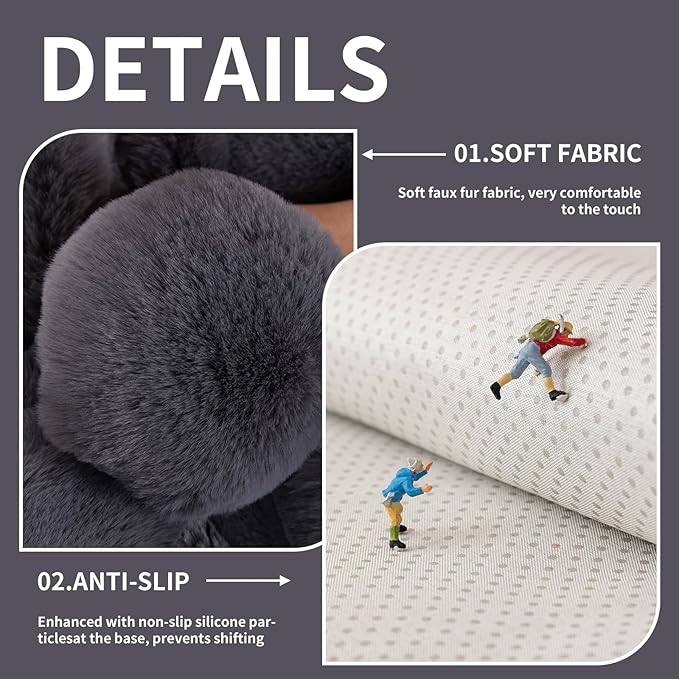 Faux Fur Couch Cover, Soft Warm Plush Sofa Couch Cover, Non Slip Sectional Sofa Slipcovers for L Shaped, Washable Furniture Protector for Kids, Dogs(Dark Gray, 36"x 83")