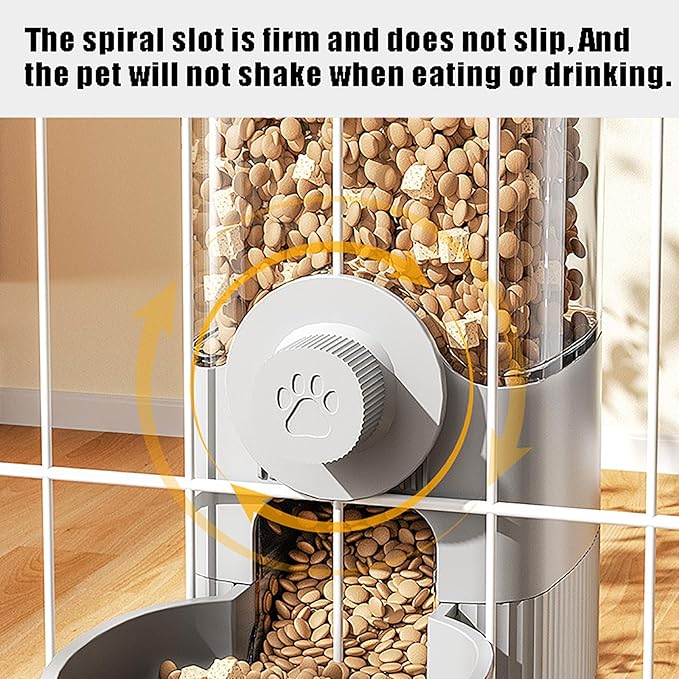 Hanging Automatic Food Water Dispenser,Rabbit Feeder Guinea Pig Water Bottle Food Feeder for Ferret Guinea Pig Rabbit Bunny Cage Accessories (Grey, 520ml+1200ml)