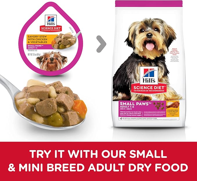 Hill's Science Diet Adult 1-6 Small & Mini Wet Dog Food, Chicken & Vegetables, 3.5 oz. Trays, 12-Pack