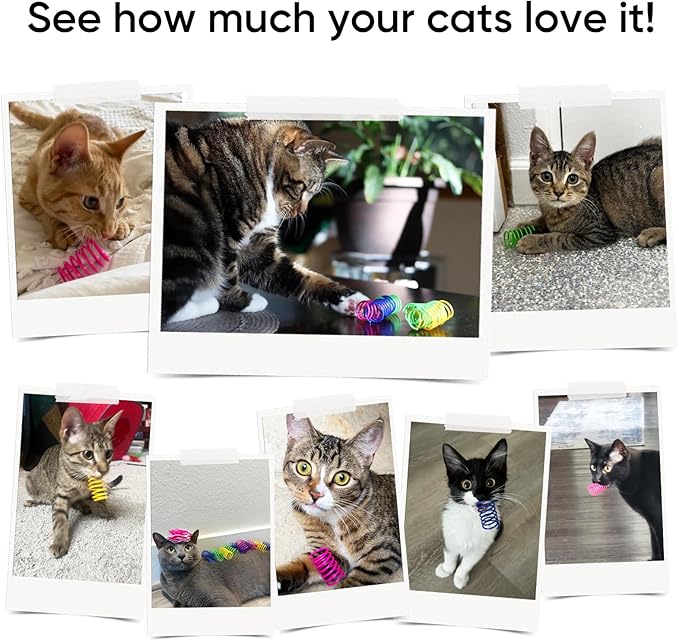 Cat Springs Toys 60 Packs for Indoor Cats,Colorful & Durable Plastic Spring Coils Attract Cats for Swatting Biting Hunting Interactive Cat Toys