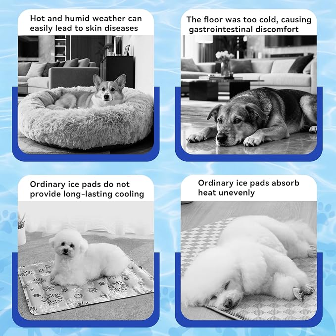 Pet Cooling Gel Pad with Patent Technology, 36in Dog Cooling Mat for Summer, Self Cooling Mat for Large/Medium/Small Dogs, Non-Slip Waterproof Durable Mat for Dog Beds, Car, Indoor & Outdoor Use