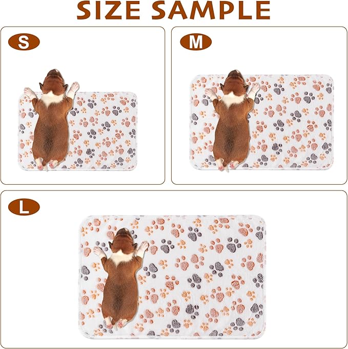 1 Pack 3 Blankets Fluffy Premium Fleece Soft Pet Blanket Flannel Throw for Cat Dog Puppy (Large 41x31'', Paw-White)