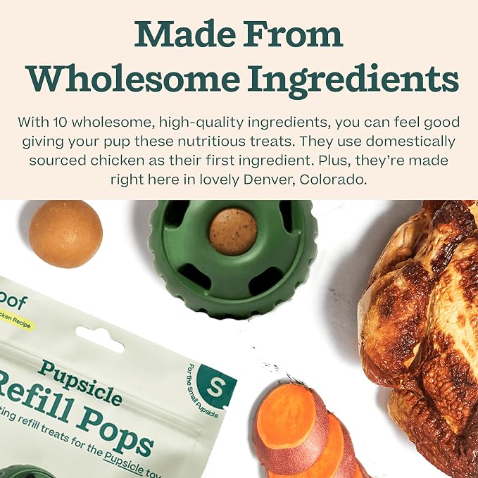 WOOF Pupsicle Refill Pops, Delicious Long Lasting Dog Treats, Pre-Made Pupsicle Refills for Dogs, Wholesome Ingredients, Low-Mess Chicken Pet Treats - Small Pops - 10 Count - 3 Pack