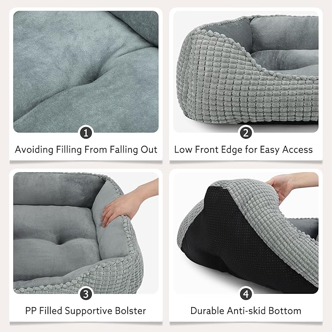 MIXJOY X-Large Dog Bed for Large, Medium, Small Dogs - Rectangle, Washable, Orthopedic, Soft Calming Sleeping Puppy Bed - Durable Pet Cuddler with Anti-Slip Bottom - XL (35"x25"x9")