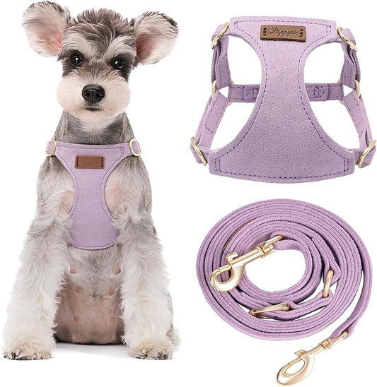 Puppytie No Pull Small Dog Harness with Multifunction Dog Leash,Lightweight Soft Adjustable No Choke Escape Proof Pet Harness Vest, Light Purple, S