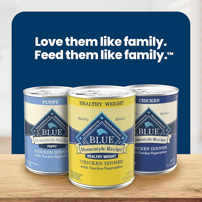 Blue Buffalo Homestyle Recipe Healthy Weight Chicken Dinner with Garden Vegetables Paté Natural Wet Dog Food, Made with Natural Ingredients, Vitamins & Minerals, 12.5-oz. Can (12 Count)