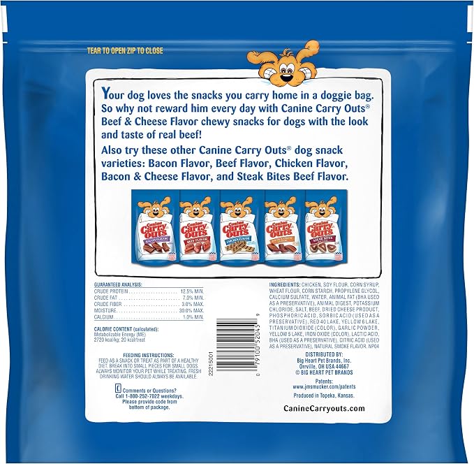Canine Carry Outs Bacon & Cheese Flavor Dog Treats, 47 Ounce Bag (Pack of 4)