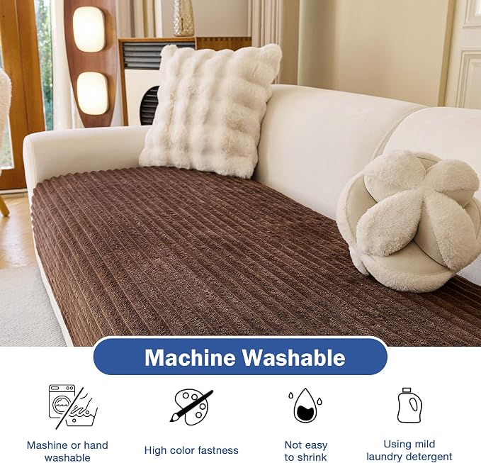 MYSKY HOME 100% Waterproof Couch Cover for Sectional Sofa, Couch Covers for Dogs Washable, Non Slip 2 Pieces Sofa Slipcover, L Shape Sofa Cover Furniture Protector for Pet, Brown, 35"x70.9"+35"x82.7"