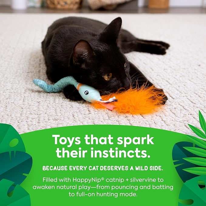 Instincts by SmartyKat HappyNip Tricky Twister Bendable Snake Plush Cat Toy, Contains Catnip & Silvervine - Blue, One Size