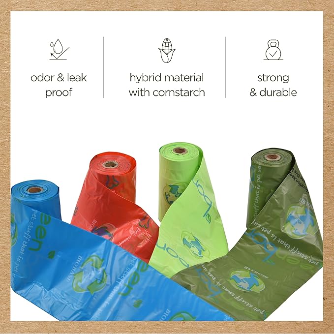 Greenbone Earth Friendly Cat or Dog Poop Bags, Plant Based Leak Proof Dispenser Refill Rolls (12 Rolls)