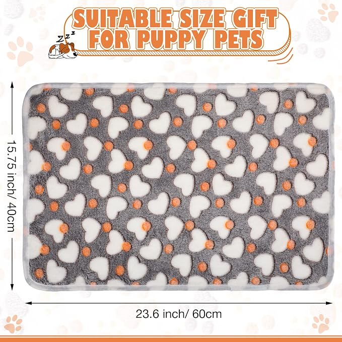 Chumia 18 Pcs Fleece Puppy Blanket Bulk, Soft Warm Pet Blanket with Paw Bone Star Elephant Dot Heart Printed Fluffy Throw Bed Mat for Small Medium Dog Cat Kitten Animals(23 x 16 Inch, Sweet)