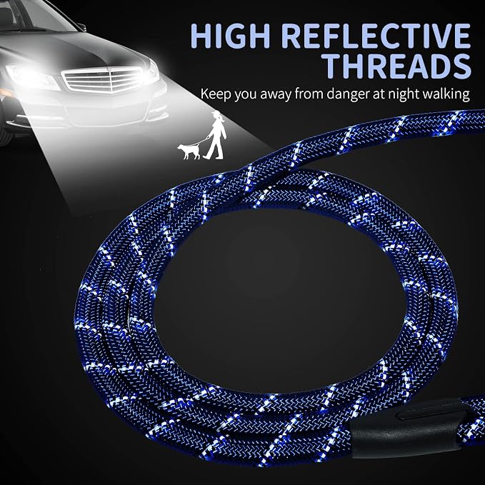 Long Dog Leash for Training 50Ft-Reflective Nylon Rope with Swivel Hook-Recall Agility Lead for Large Small Medium Dogs Outside Walking Hiking-Royal Blue
