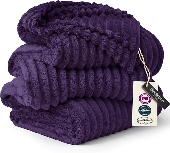 Bedsure GentleSoft Large Fleece Blanket for Bed - Cozy Soft Throw Blankets for Women, Cute Large Throws for Girls, Purple, 120x120 Inches