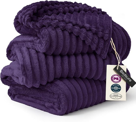 Bedsure GentleSoft Large Fleece Blanket for Bed - Cozy Soft Throw Blankets for Women, Cute Large Throws for Girls, Purple, 120x120 Inches