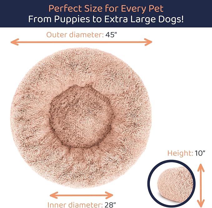 Donut Dog Bed - Premium Comfort for Anxiety Relief - Fluffy & Calming Design with Ultra-Plush Support | Cozy Round Dog Bed with Super Soft Circle Style (Pink, X-Large)
