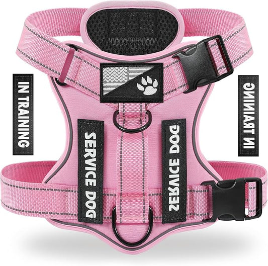 Service Dog Harness, Reflective Dog Vest Harness with 5 PCS Patches, Adjustable Soft Oxford Pet Harness, Inner Layer Mesh, Easy to Control for Small Medium Large Dogs