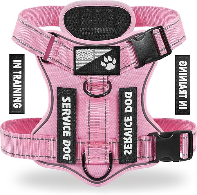 Reflective Dog Vest Harness with 5 PCS Patches, Adjustable Soft Oxford Pet Harness, Inner Layer Mesh, Prevent Pulling and Choking, Easy to Control for Small Medium Large Dogs