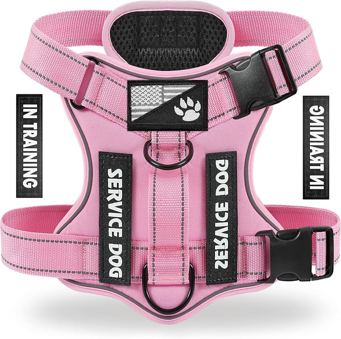Dog Harness, Reflective Vest with 5 Patches, Adjustable Soft Oxford, Inner Mesh, Prevent Pulling, Easy Control for Small Medium Large Dogs