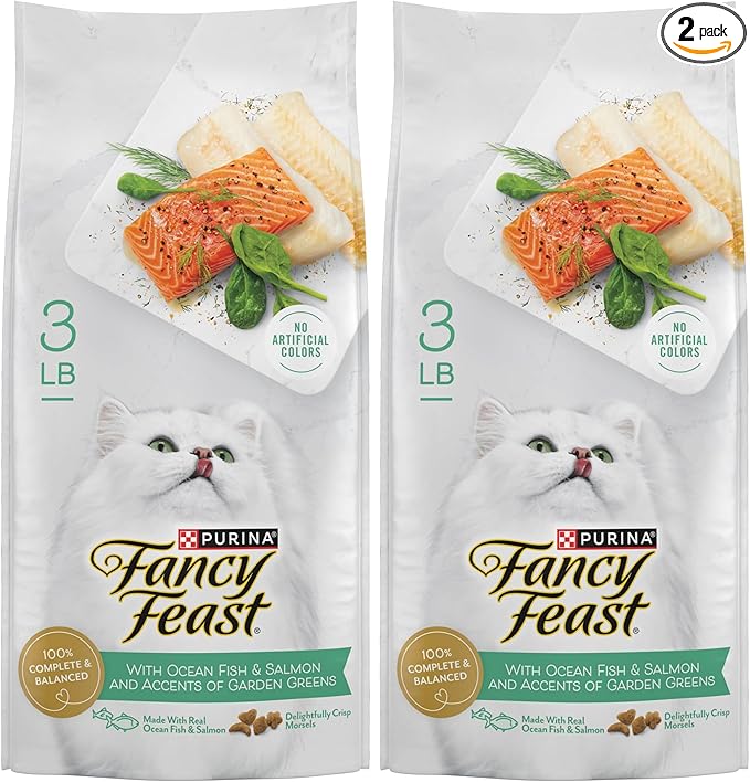 Fancy Feast Purina Dry Cat Food with Ocean Fish and Salmon - 3 lb. Bag (Pack of 2)