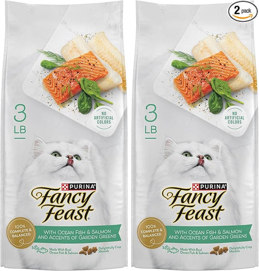 Fancy Feast Purina Dry Cat Food with Ocean Fish and Salmon - 3 lb. Bag (Pack of 2)