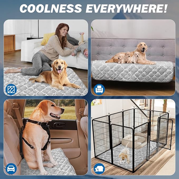 EXPAWLORER Dog Cooling Mat-28.3''*47.2'' Upgraded Extra Large Cooling Pad for Dog Dogs Cats Pets in Summer Keep Cool,Washable,Non-Slip Blanket for Grate Sofa Bed Outdoor(Gray)