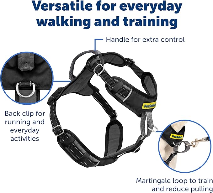 PetSafe Easy Walk Comfort No-Pull Dog Harness Full-Body Padding - Better Walks on the First Use - 5 Points of Adjustment Large, Black