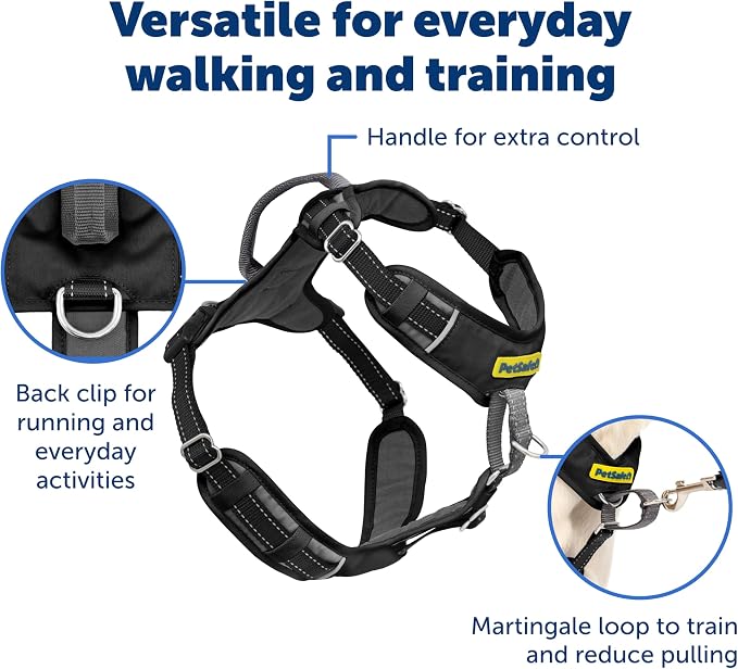 PetSafe Easy Walk Comfort No-Pull Dog Harness Full-Body Padding - Better Walks on the First Use - 5 Points of Adjustment Medium, Black